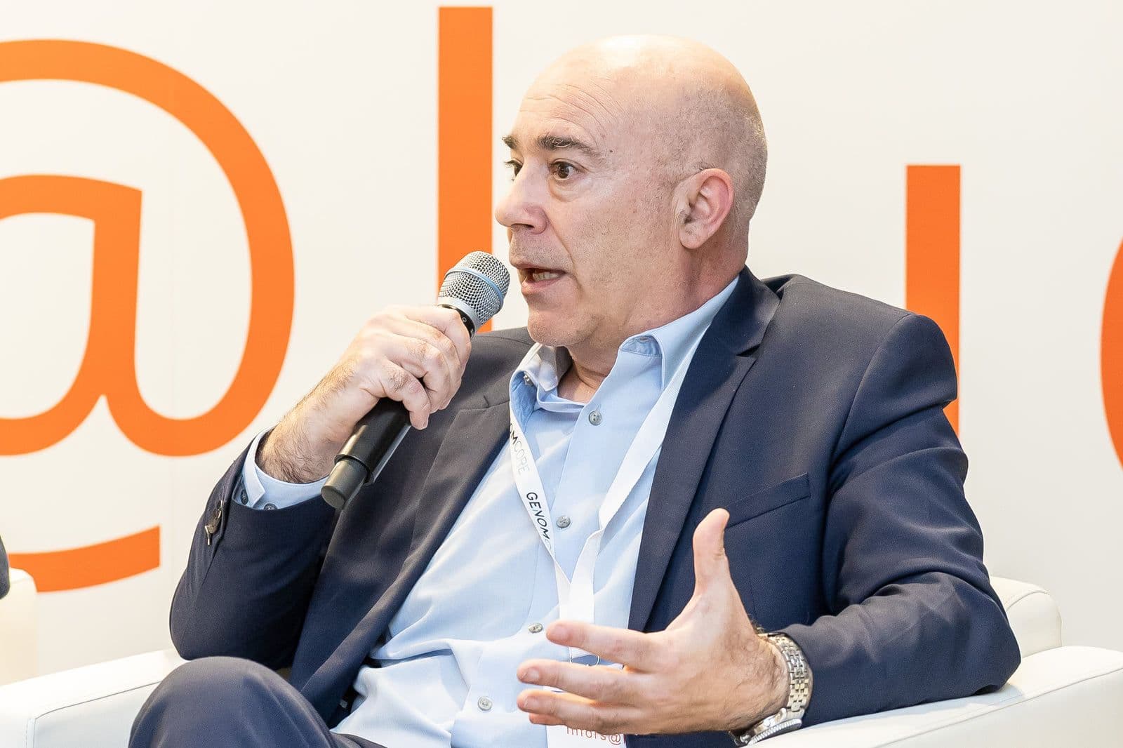 David G. Pisano, Clinical Bioinformatics Director at Genomcore, during the panel discussion on interoperability and networked data at Inforsalud 2026