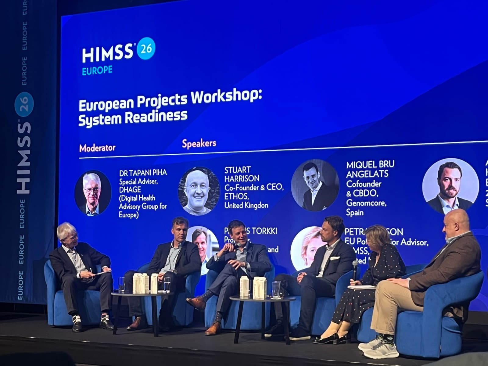 Miquel Bru, Cofounder and CBDO of Genomcore, participating in the European Projects Workshop on System Readiness at HIMSS Europe 2026 in Copenhagen