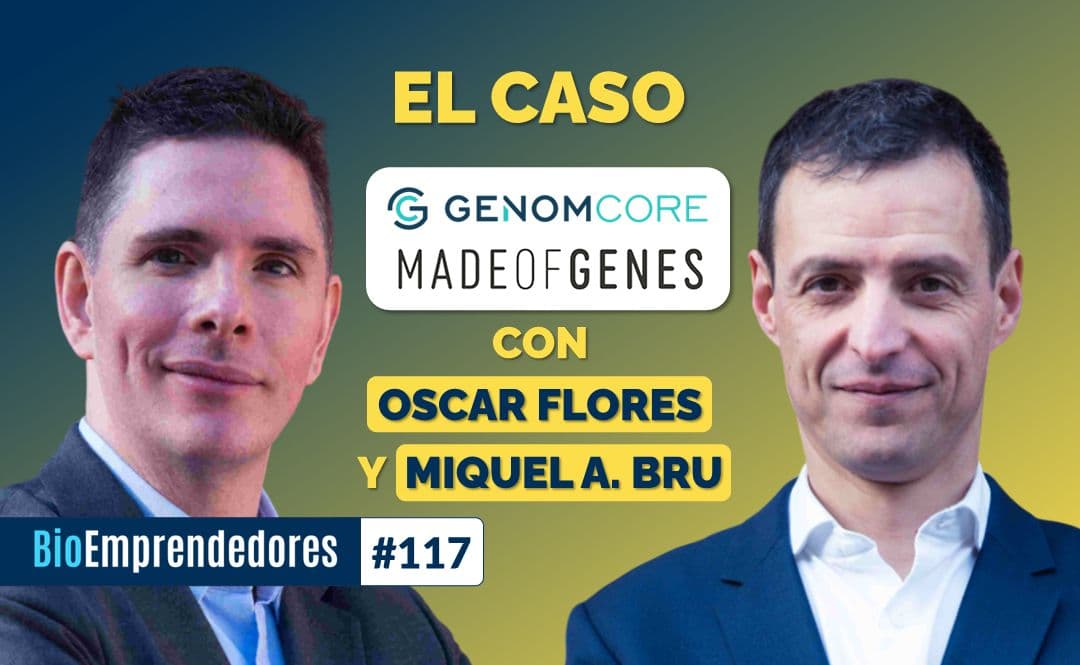 Oscar Flores and Miquel Bru appearing on the BioEmprendedores podcast